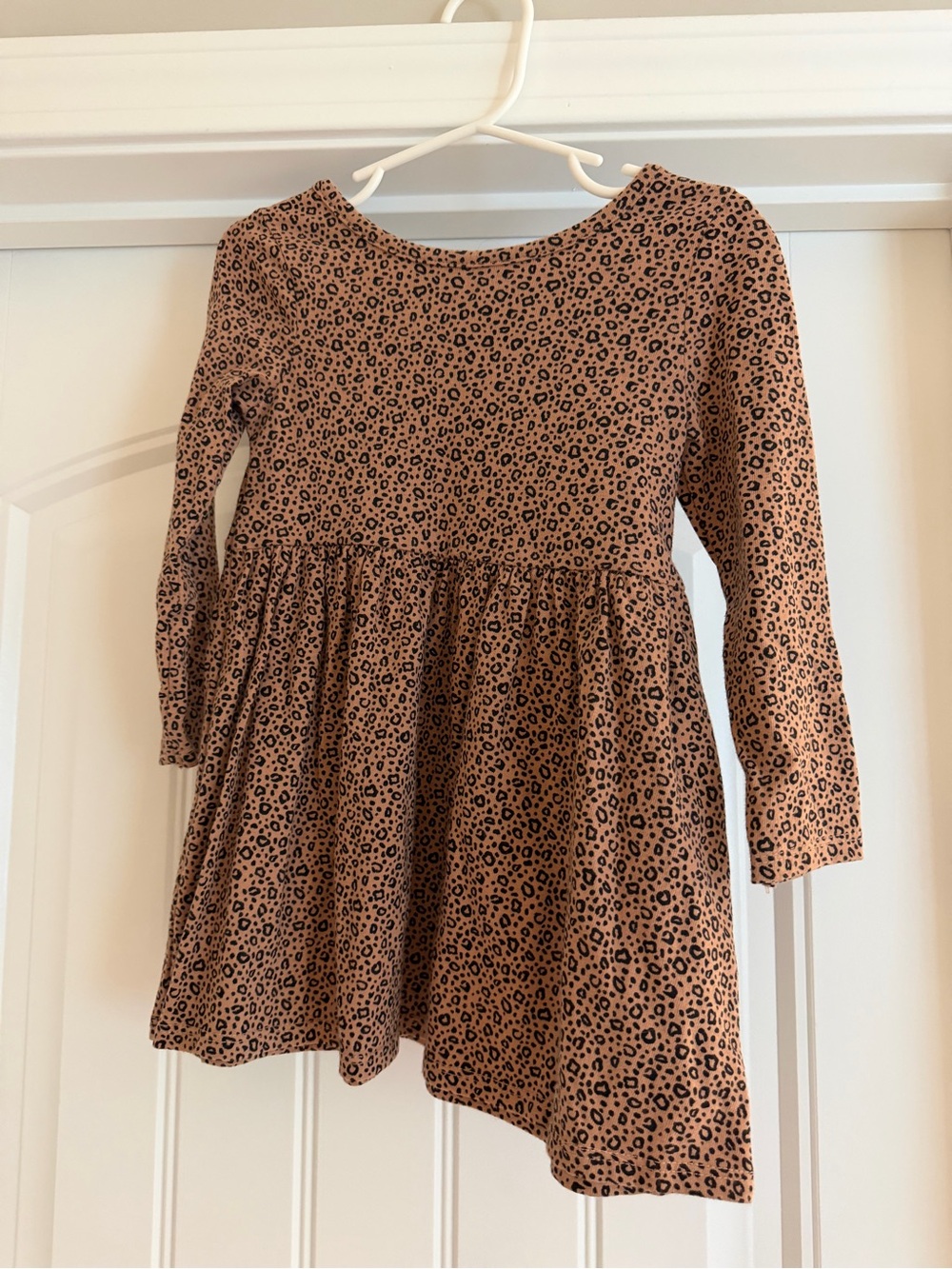 Cat & Jack Tan and Black Leopard-Print Long Sleeve Dress